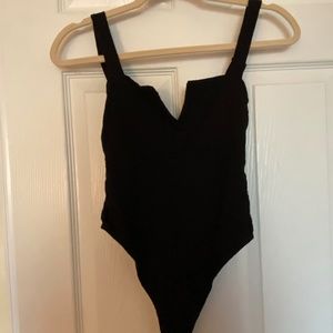 FREE PEOPLE black v-front bodysuit